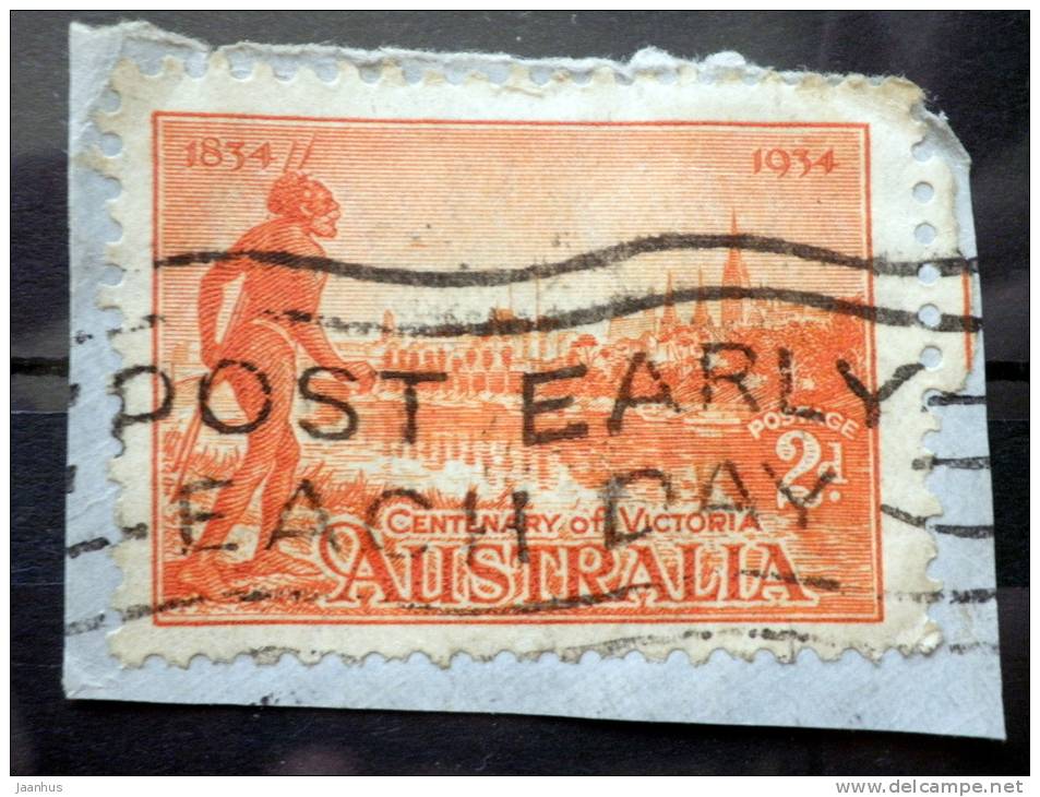 Australia - 1934 - Mi.nr.120 - Used - Centenary Of The Colonization Of The State Of Victoria - On Paper - Usati