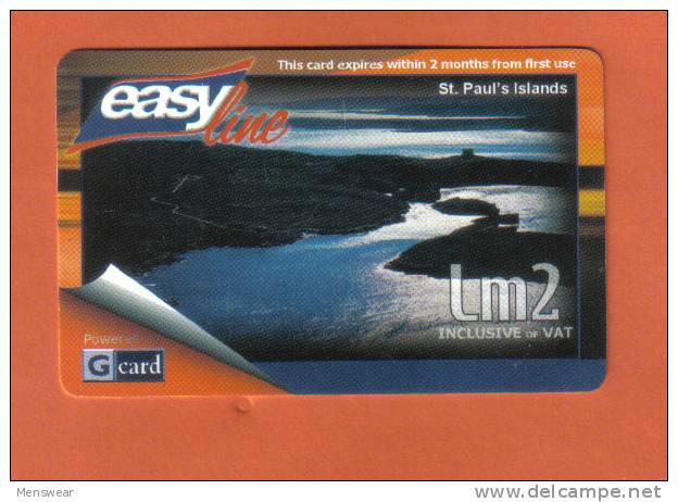 MALTA -( G CARD ) EASY LINE LM2 GLOSSY PHONECARD  - S/N 6 DIGITS -  RARE - USED - 2003 - Malte