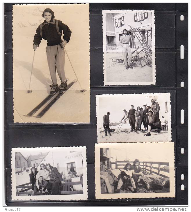 Ensemble 5 Photos Alpe D´Huez Ski Neige De 1945 à 1950 - Luoghi