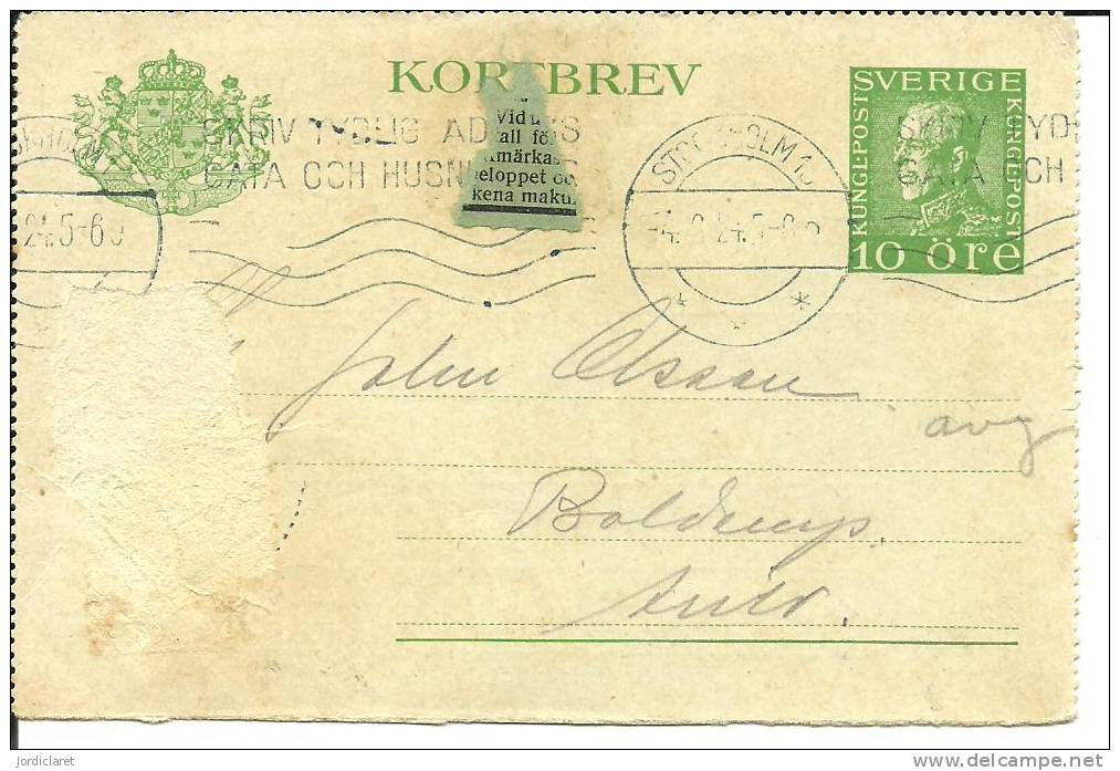 CARTA POSTALE 1924 - Postwaardestukken