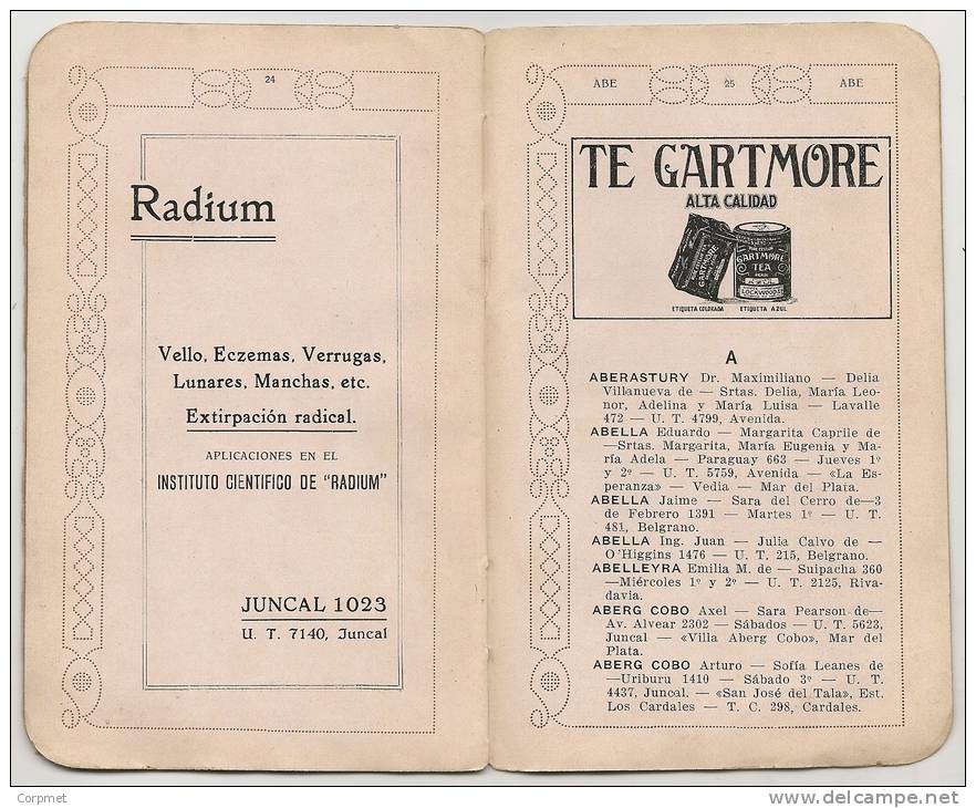 ARGENTINA - LIBRO DE ORO - GUIA DE FAMILIAS Para El Año 1922 - Con Propaganda Cerveceria PALERMO - LA NEGRA  Y Otras - Biografie