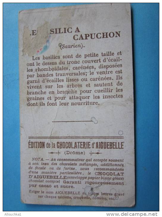 Les Reptiles &mdash; Le Basilic à Capuchon (saurien)&mdash; Chocolat D'Aiguebelle Dans La Drôme &mdash; Chromo Image&mda - Aiguebelle