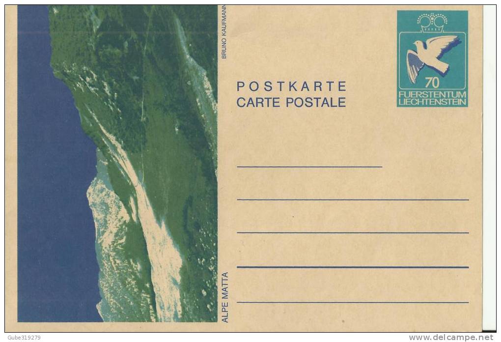 LIECHTENSTEIN NEW UNUSED POSTCARTE CARTE POSTALE ALPE MATTA  - BRUNO  KAUMANN ARTIST 70 FUERSTENTUM - Stamped Stationery