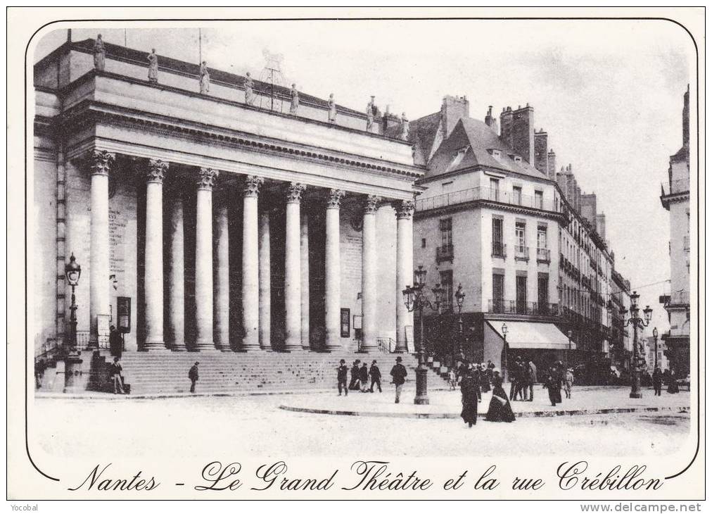 Cp , 44 , NANTES , Le Grand-Théâtre Et La Rue Crébillon - Nantes