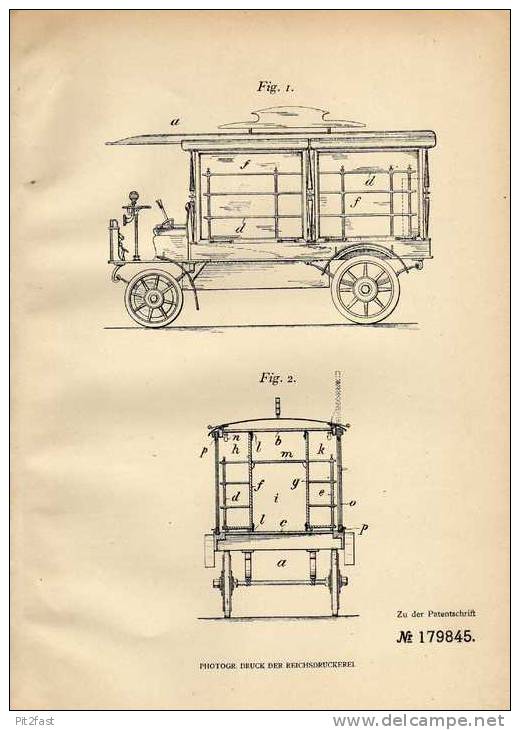 Original Patentschrift - Reklamewagen , 1905 , W. Lefévre In Berlin , Werbung , Reklame , LKW , Kutsche !!! - Camion