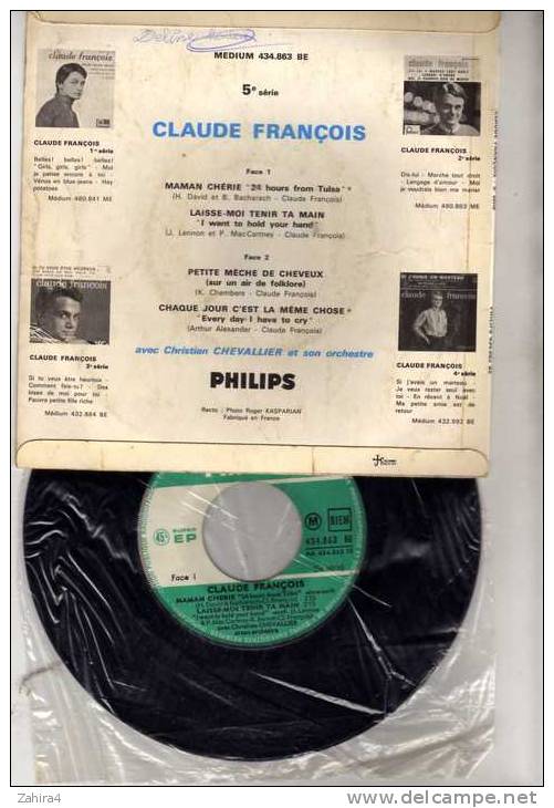 CLAUDE  FRANCOIS - Méduim 434.863 BE - 5e Série - Petite Mèche De  Cheveux ...  -  Philips - Sonstige & Ohne Zuordnung