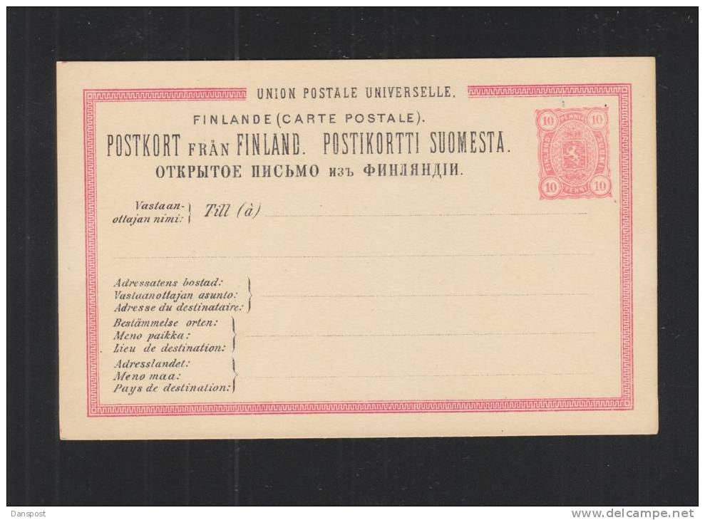 Finland Stationery 10 Penni Red Unused - Postal Stationery