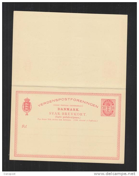 Denmark Stationery With Reply Unused - Entiers Postaux
