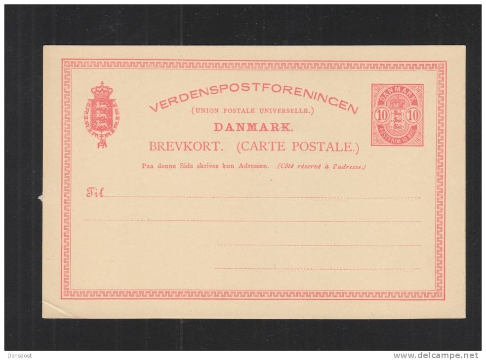 Denmark Stationery 10 Öre Red Unused - Entiers Postaux