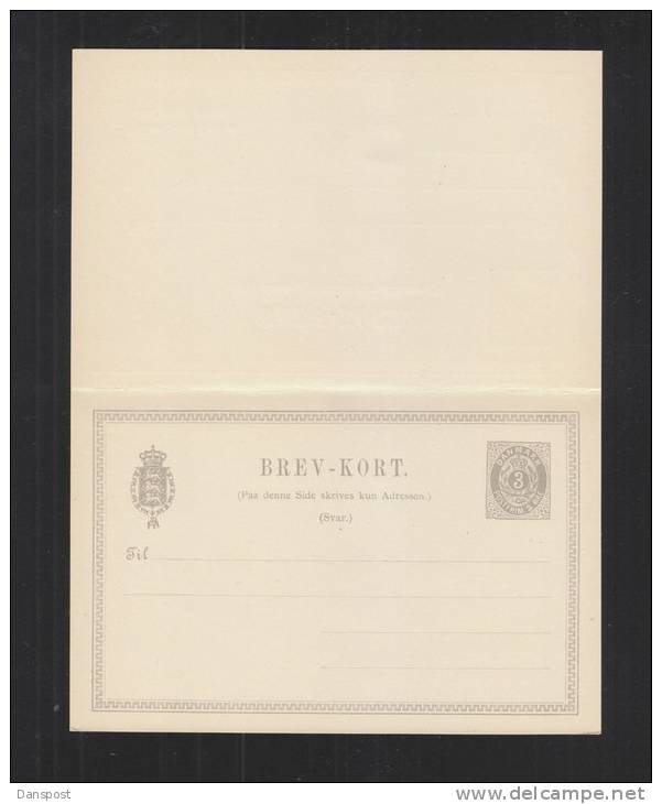 Denmark Stationery With Reply 3/3 Öre Unused - Entiers Postaux