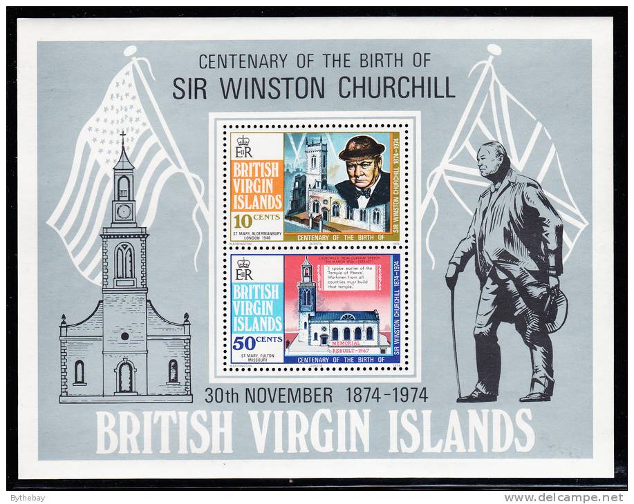 British Virgin Islands MNH Scott #279a Souvenir Sheet Sir Winston Churchill Birth Centenary - Iles Vièrges Britanniques