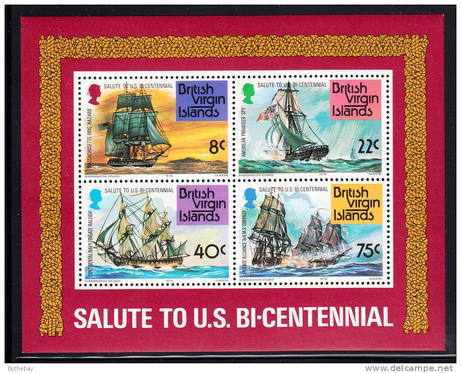 British Virgin Islands MNH Scott #312a Souvenir Sheet Of 4 Sailing Ships - USA Bicentennial - Iles Vièrges Britanniques