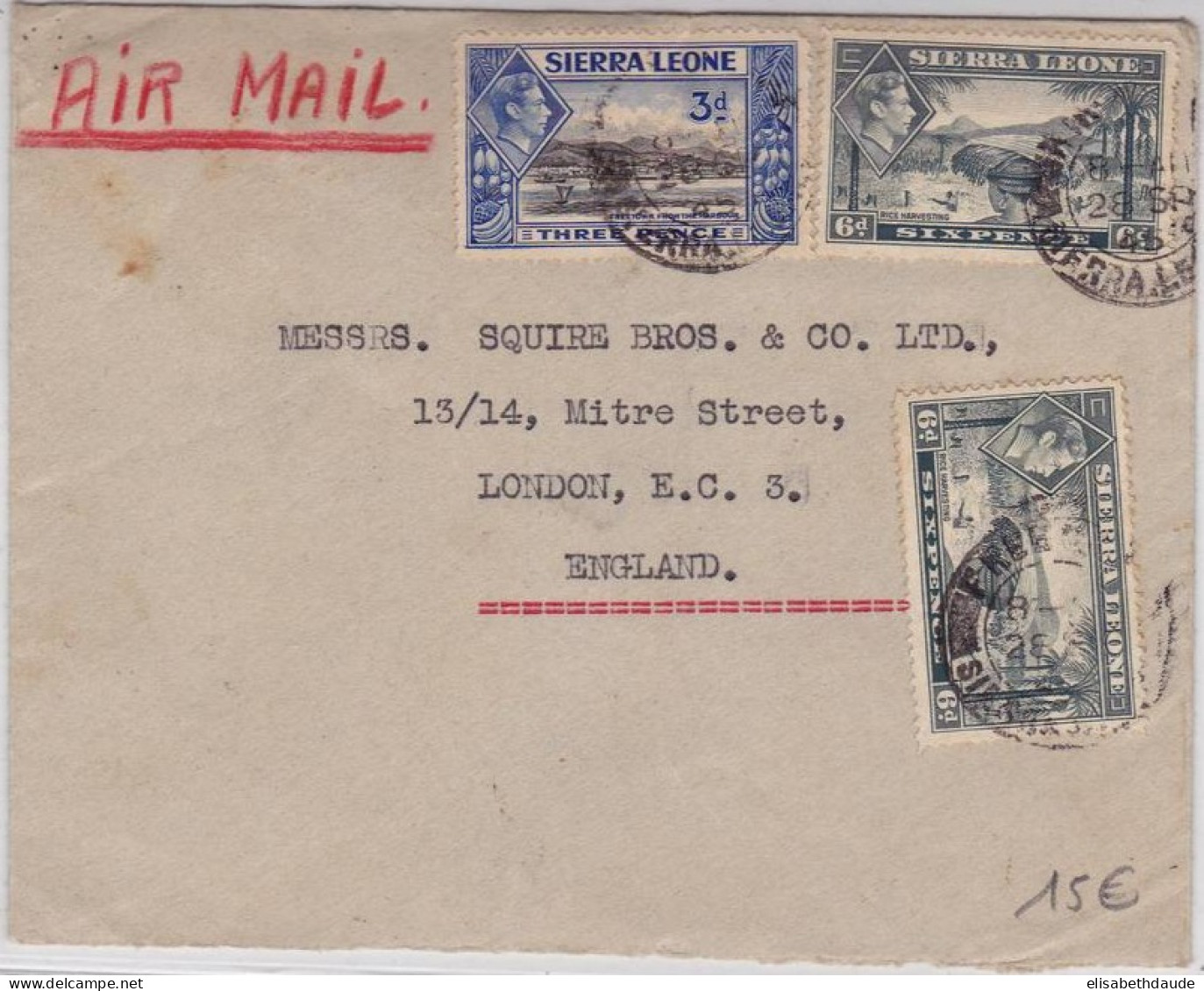 SIERRA LEONE - 1945 - ENVELOPPE Par AVION De FREETOWN Pour LONDON - Sierra Leone (...-1960)