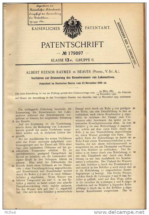 Original Patentschrift - A. Raymer In Beaver , 1904 , Kesselwasseraustausch Für Lokomotive , Eisenbahn !!! - Sonstige & Ohne Zuordnung