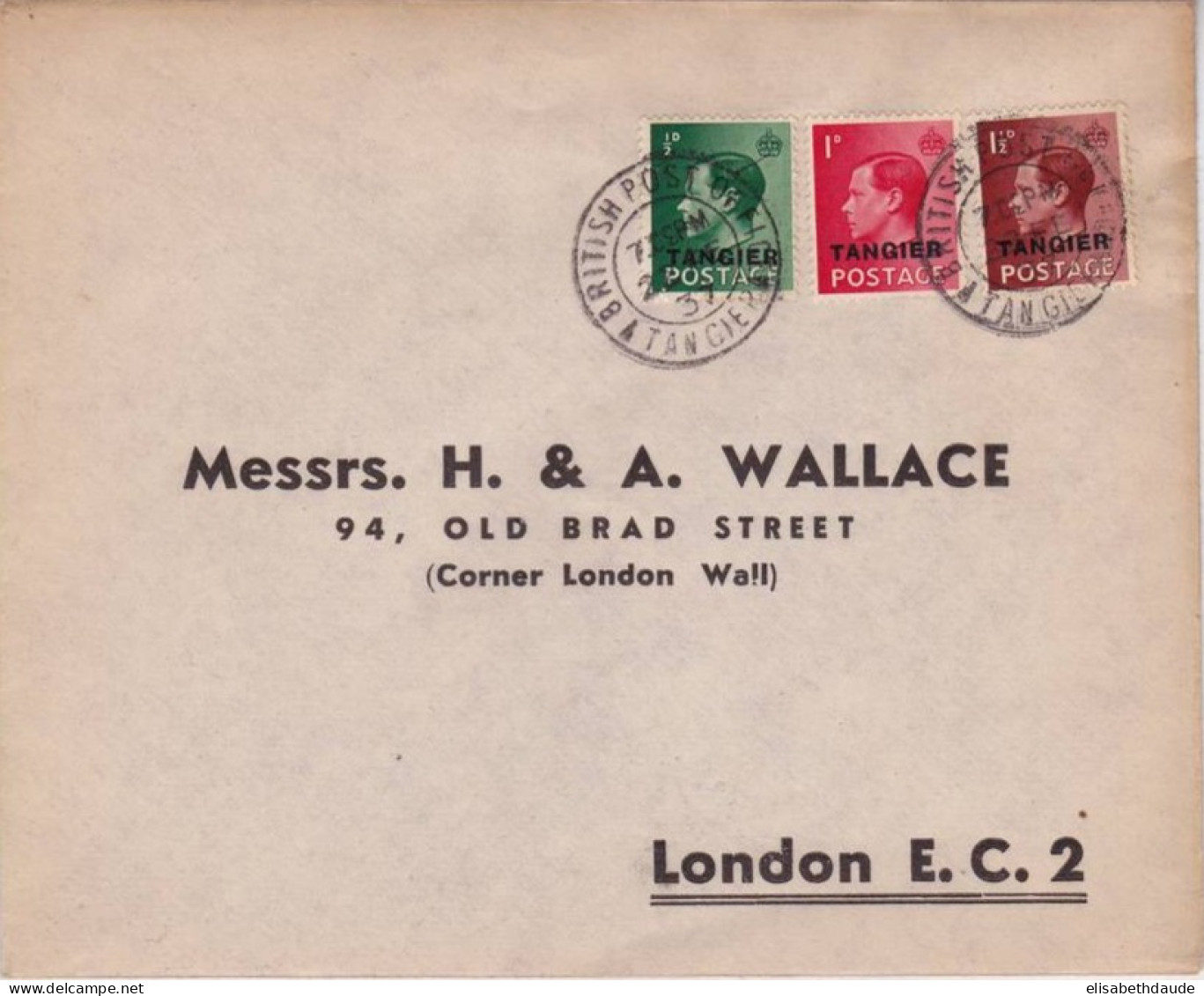 MAROC ANGLAIS (MOROCCO) - 1937 - ENVELOPPE De TANGIER Pour LONDON - TRICOLORE - Bureaux Au Maroc / Tanger (...-1958)