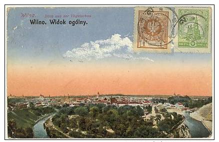 PLOGNE (POLAND) - Wilno.  Widok Ogolny.  Wilna.  Blick Aus Der Vogelschau.  Wilno To Dakar, Sénégal, 1926 Cancel - Polonia