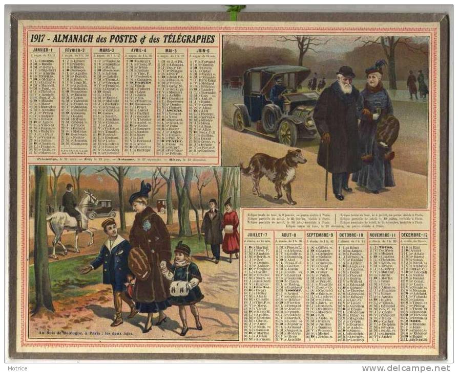 ALMANACH DES POSTES ET DES TELEGRAPHES 1917  - Au Bois De Boulogne à Paris - Formato Grande : 1901-20