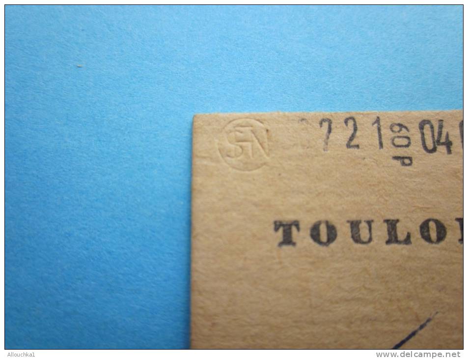 1964 Ticket Billet De Train SNCF:Toulon à Moutier,Salins,Brides Les Bains,Annecy Via Romans Titre Transport Poinçonné - Europa