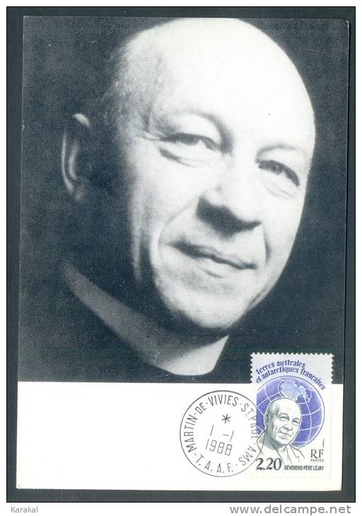 TAAF Y&T 133 Révérend Père Lejay 1988 Martin-de-Vivies Saint Paul 1/1/1988 Carte Maximum - FDC