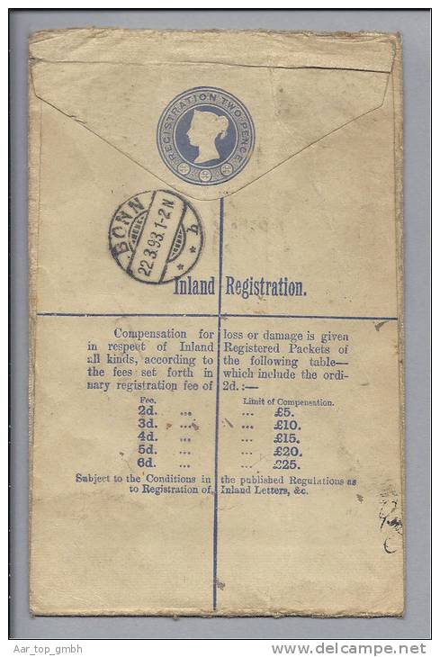 GB 1893-03-21 R-Brief Nach Bonn Mit Mi#110A - Covers & Documents