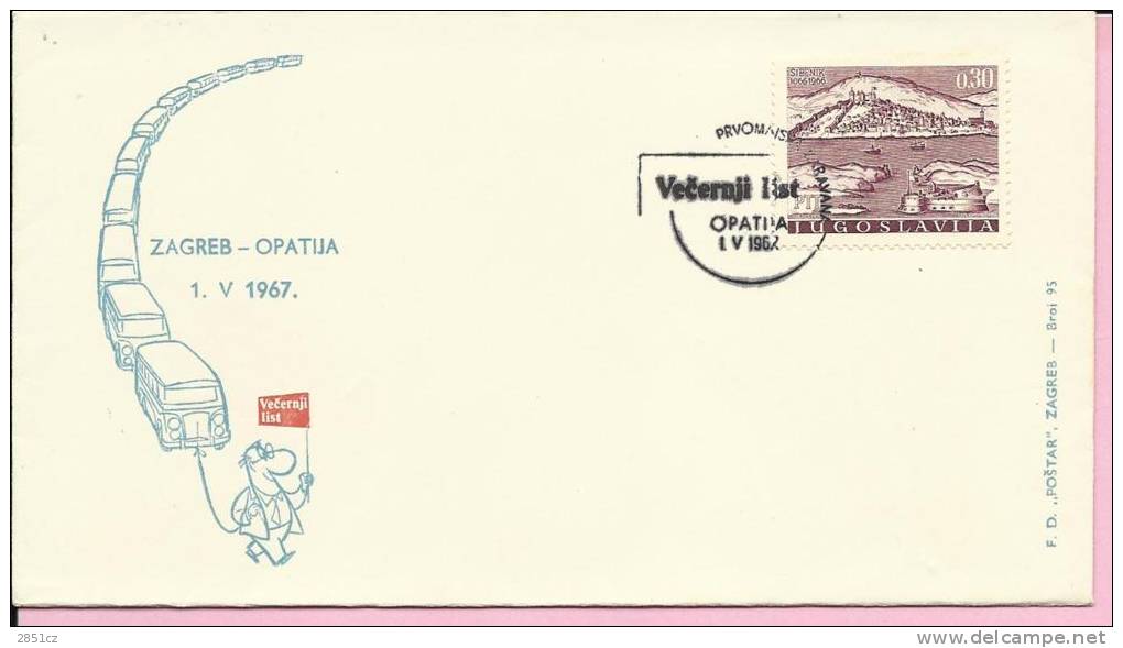 1st MAY KARAVANA, Opatija, 1.5.1967., Yugoslavia, Cover - Busses