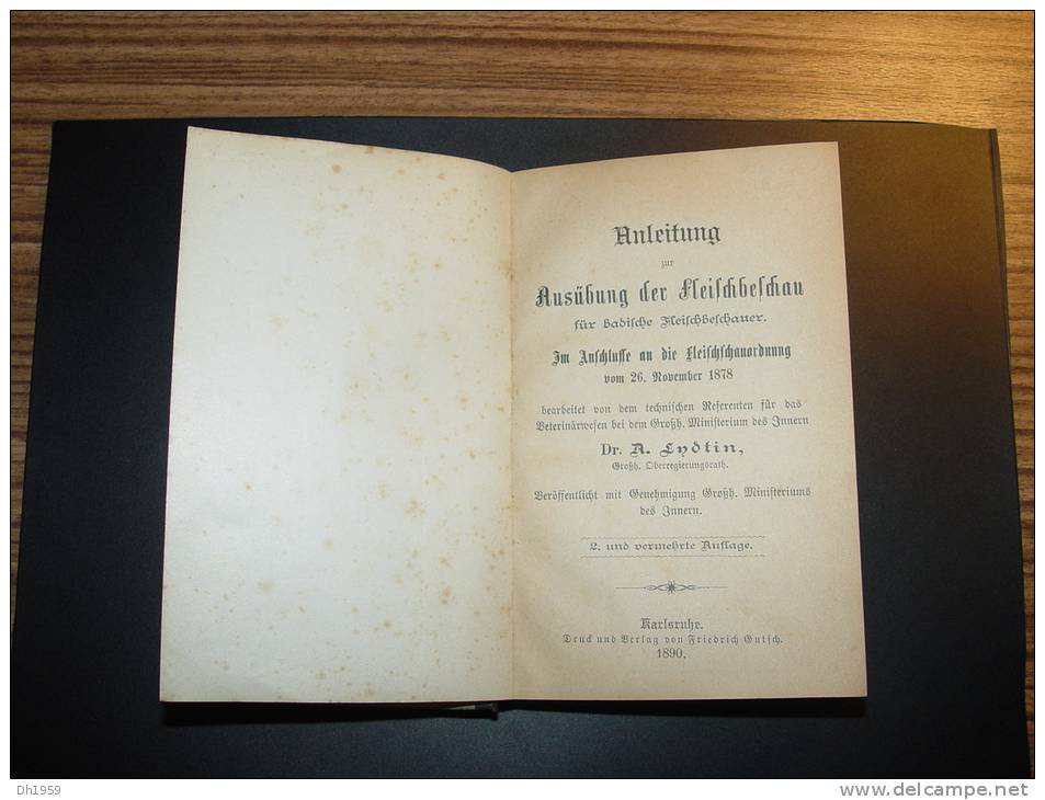 1890 AUSÜBUNG FLEISCH BESCHAU VETERINAIRE ABATTOIR BOUCHERIE BOUCHER BADEN KARLSRUHE - Medizin & Gesundheit