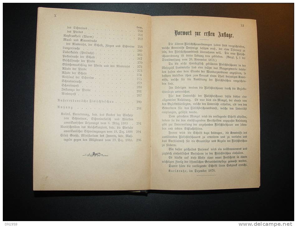1890 AUSÜBUNG FLEISCH BESCHAU VETERINAIRE ABATTOIR BOUCHERIE BOUCHER BADEN KARLSRUHE