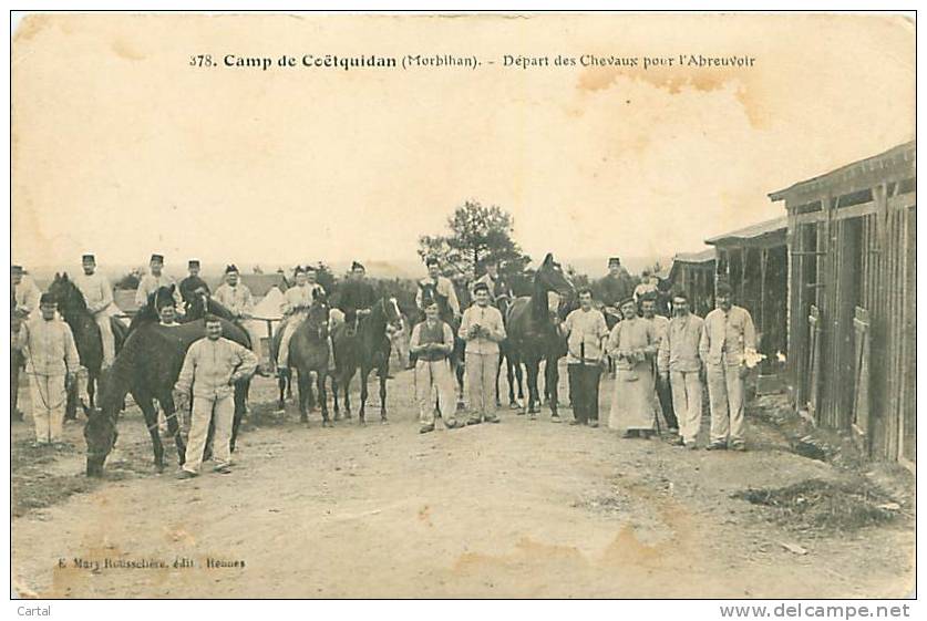 56 - CAMP De COËTQUIDAN - Départ Des Chevaux Pour L'Abreuvoir (E. Mary Rousselière, édit., 378) - Autres & Non Classés