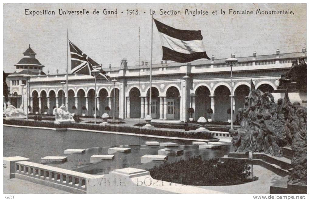 BELGIQUE - FLANDRE ORIENTALE - GAND - GENT - Expo. Universelle 1913 - La Section Anglaise Et La Fontaine Monumentale. - Expositions