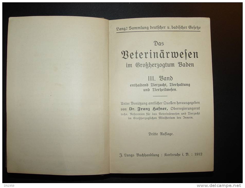 1912 VETERINÄRSWESEN GROSSHERZOGTUM BADEN ELEVAGE VETERINAIRE ABATTOIR BOUCHERIE BOUCHER  ANIMAUX - Santé & Médecine