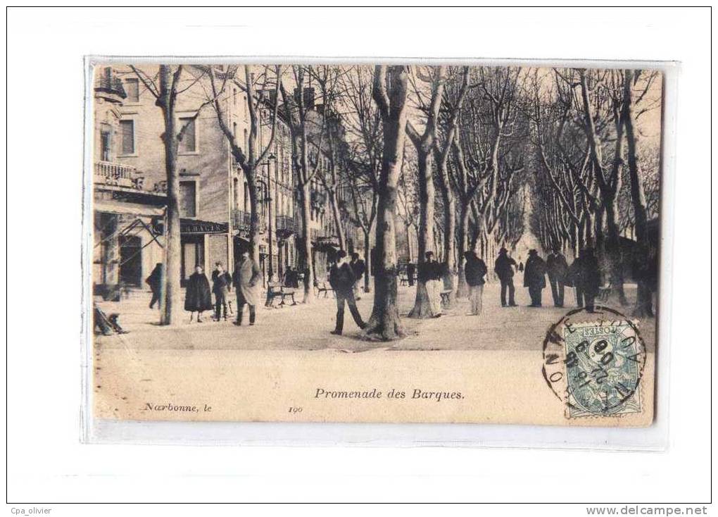 11 NARBONNE Promenade Des Barques, Cours, Animée, Pharmacie, Ed Janson, 1906 - Narbonne