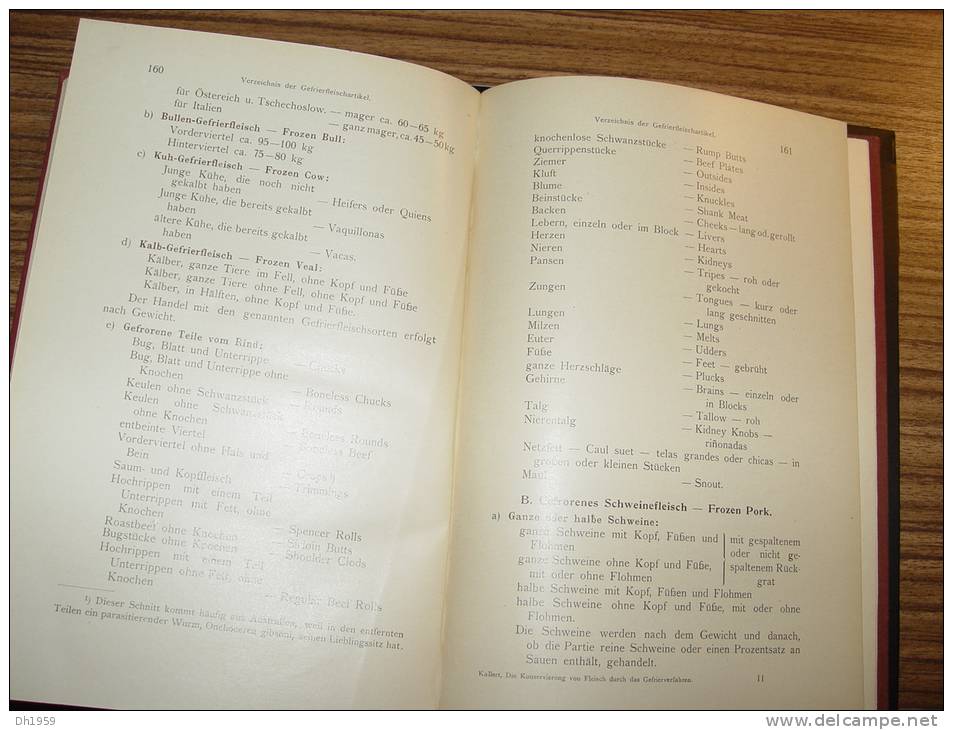 VIANDE FLEISCH 1926 KONSERVIERUNG GEFRIERVERFAHREN CONSERVATION CONGELATION VETERINAIRE ABATTOIR BOUCHERIE BOUCHER