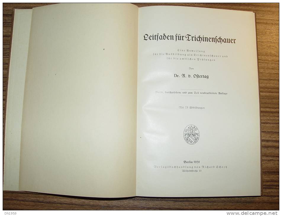 BERLIN 1931 LEITFADEN FÜR TRICHINENSCHAUER  VETERINAIRE ABATTOIR BOUCHERIE MICROSCOPE - Santé & Médecine