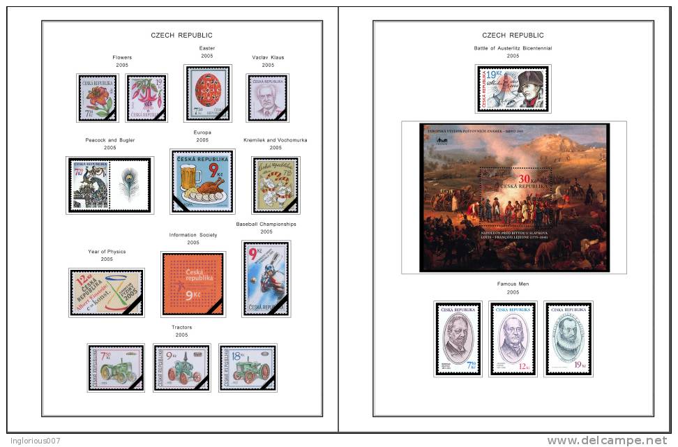 CZECH REPUBLIC STAMP ALBUM PAGES 1993-2011 (96 color illustrated pages)