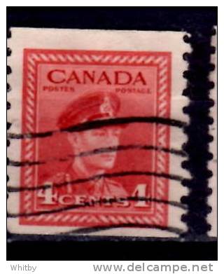 Canada 1948 4 Cent  King George VI War Coil Issue #281 - Used Stamps