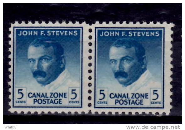 Canal Zone 1946 5 Cent  John Stevens Issue #139 Pair One MNH 1 MH - Canal Zone