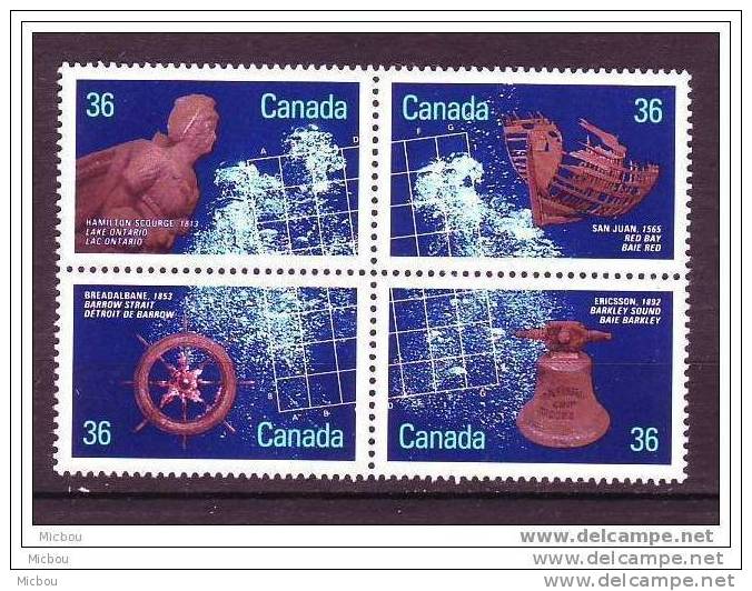 Canada, 1987, #1144, épaves Historiques, Bateau, Maritime, Boat, Ship, Cloche, Bell - Maritime