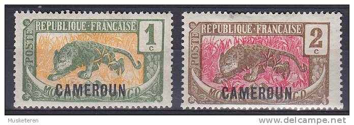 Cameroun 1921 Mi. 47-48, 1c. & 2c. Mittelkongo Leopard Overprinted Aufdruck Surchargé CAMEROUN, MH* - Neufs