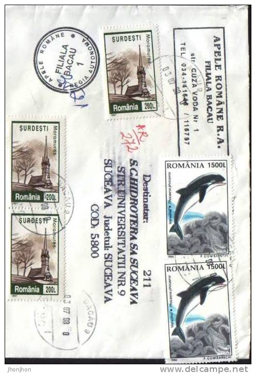 Romania-Envelope Circulated 1998- Dolphins. - Dauphins