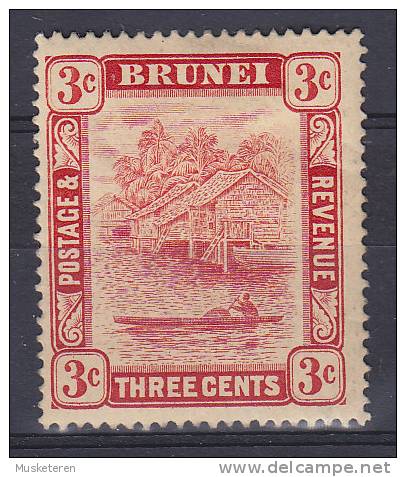 Brunei 1908 Mi. 18    3 C Pfahlbauten Wz. 1. MH* - Brunei (...-1984)