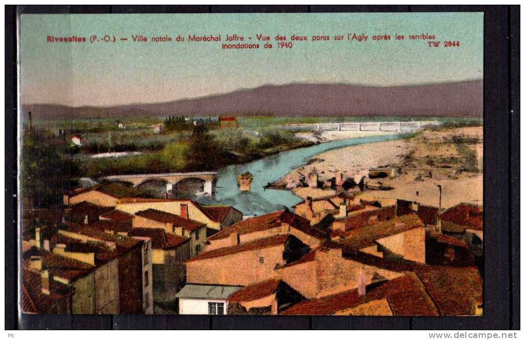 66 - Rivesaltes - Ville Natale Du Maréchal Joffre - Vue Des Deux Ponts Sur L'Agly Après Les Terribles Innondations 1940 - Rivesaltes