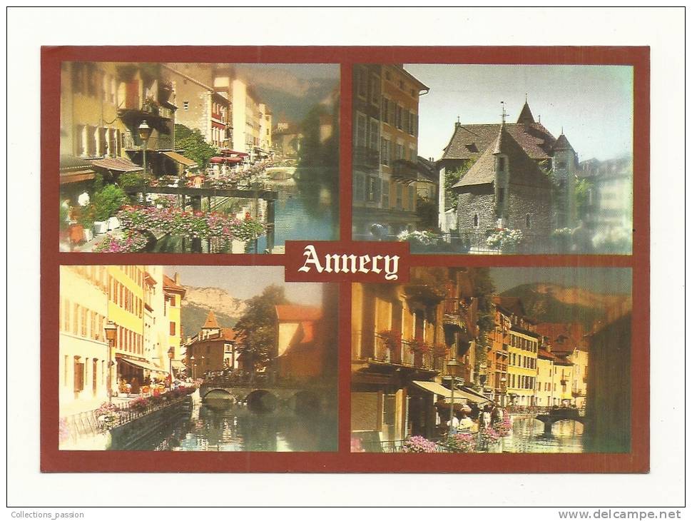 Cp, 74, Annecy, Les Vieux Quartiers, Multi-Vues, Voyagée 1987 - Annecy-le-Vieux