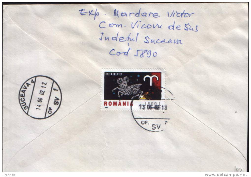 Romania-Envelope Circulated 2002 -Alexandre Dumas,200 Years After Birth - Writers