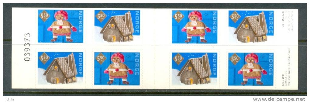 2001 NORWAY CHRISTMAS X8 BOOKLET MICHEL: 1411-1412MH MNH ** - Carnets