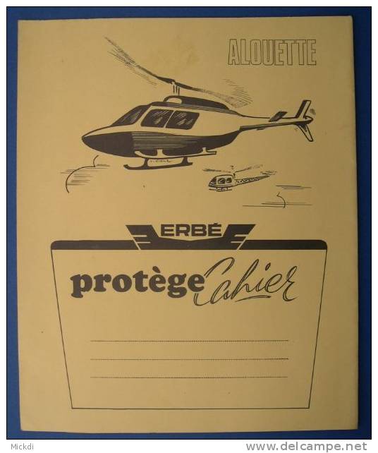 PROTEGE CAHIER - ALOUETTE - ERBE - HELICOPTERE - MESURE POUR LIQUIDES - MESURES DE CAPACITE EN BOIS - 3 SCANS - Coberturas De Libros