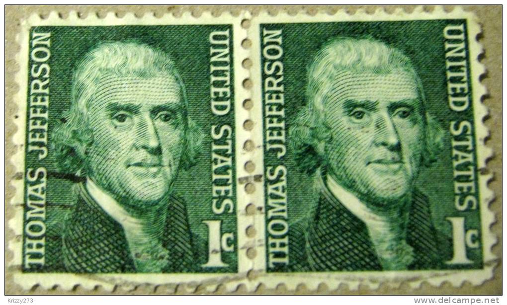 USA 1968 Thomas Jefferson 1c X2 - Used - Other & Unclassified