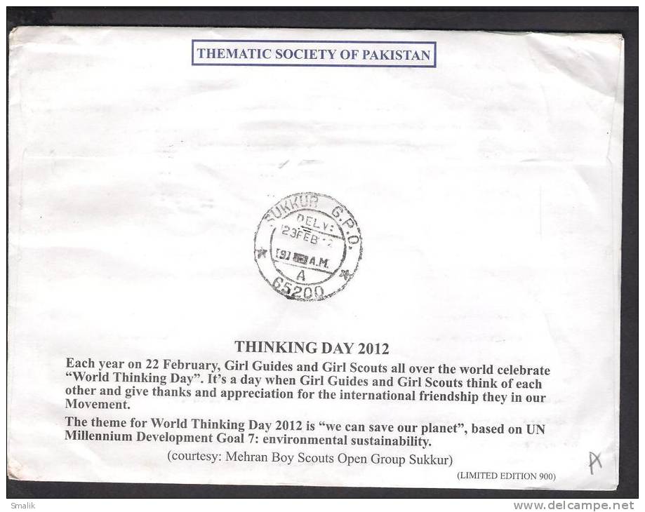Scouting, World Thinking Day, Planet, Cricket, Hockey, Air Force, Nur Khan, Special Cover Postal Used 22-2-2012 - Other & Unclassified