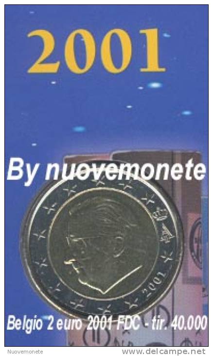 BELGIO BELGIQUE 2 EURO 2001 DA DIVISIONALE BU FDC RARITA´ SOLO 40.000 ESEMPLARI - België