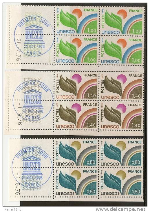 (d) Lot De 10 Blocs De 4 Timbres De Service UNESCO (oblitération PJ Dans La Marge) - Altri & Non Classificati