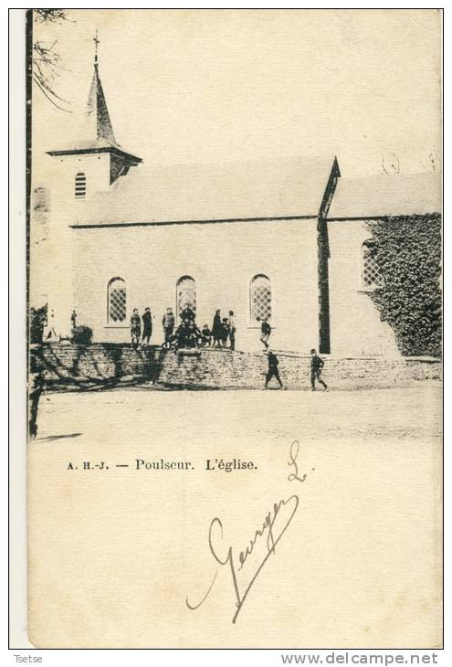 Poulseur - L'Eglise -Petite Animation - 1904 ( Voir Verso ) - Comblain-au-Pont